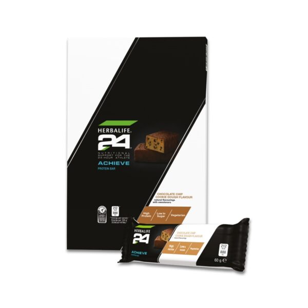 H24 achieve bar chocolate chip cookie dough 6 x 60g bars per box